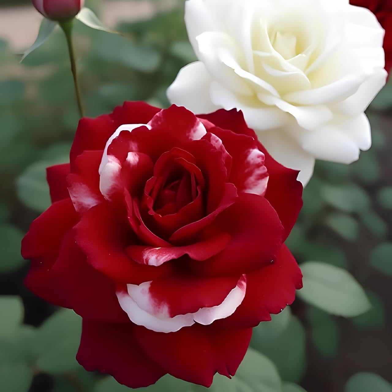 Seeds Ville Rare Twin Red White Rose Seeds - 50+ Seeds for Planting, Grow All Year Round. - Seeds Ville