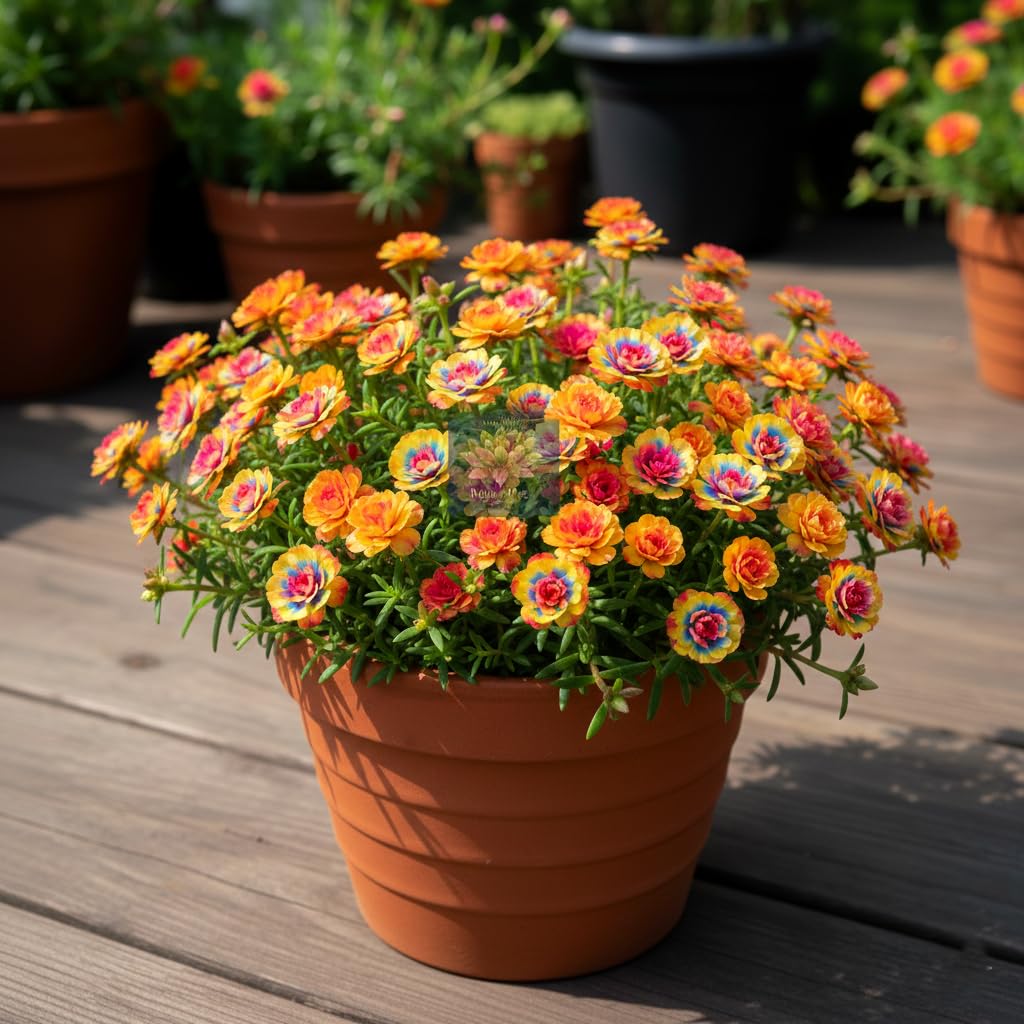 60+ Seeds- Rainbow Portulaca Exotic Flower Seeds Pack For Home Garden- Grow Year Round- All India