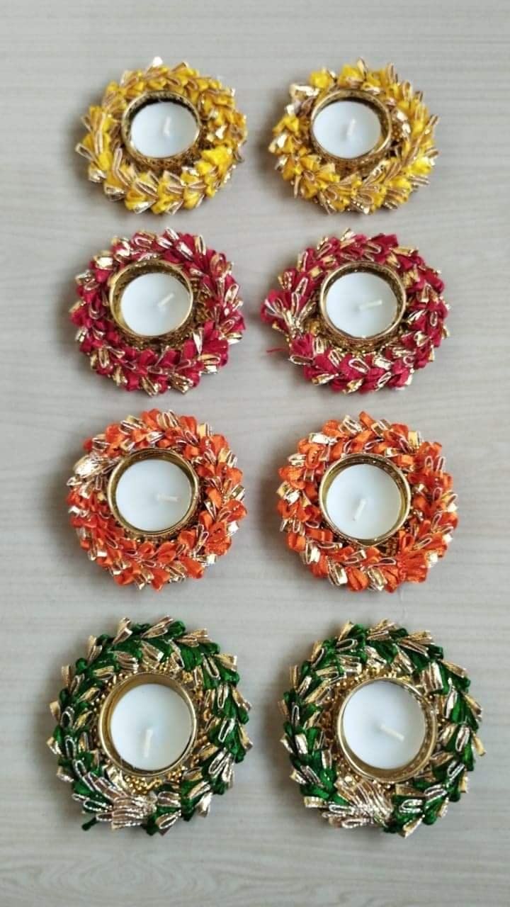 Mix Colour Tealight Candle Holder for Indian Festival Home Decoration- Set of 8 Pcs - Seeds Ville
