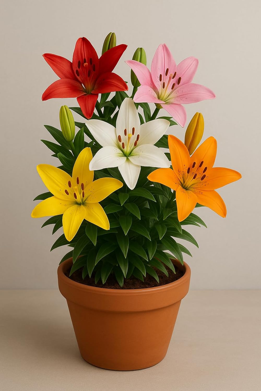 Plantogallery Flower Bulbs | Asiatic Lily Lilium Flower Bulbs (4, Multicolor)
