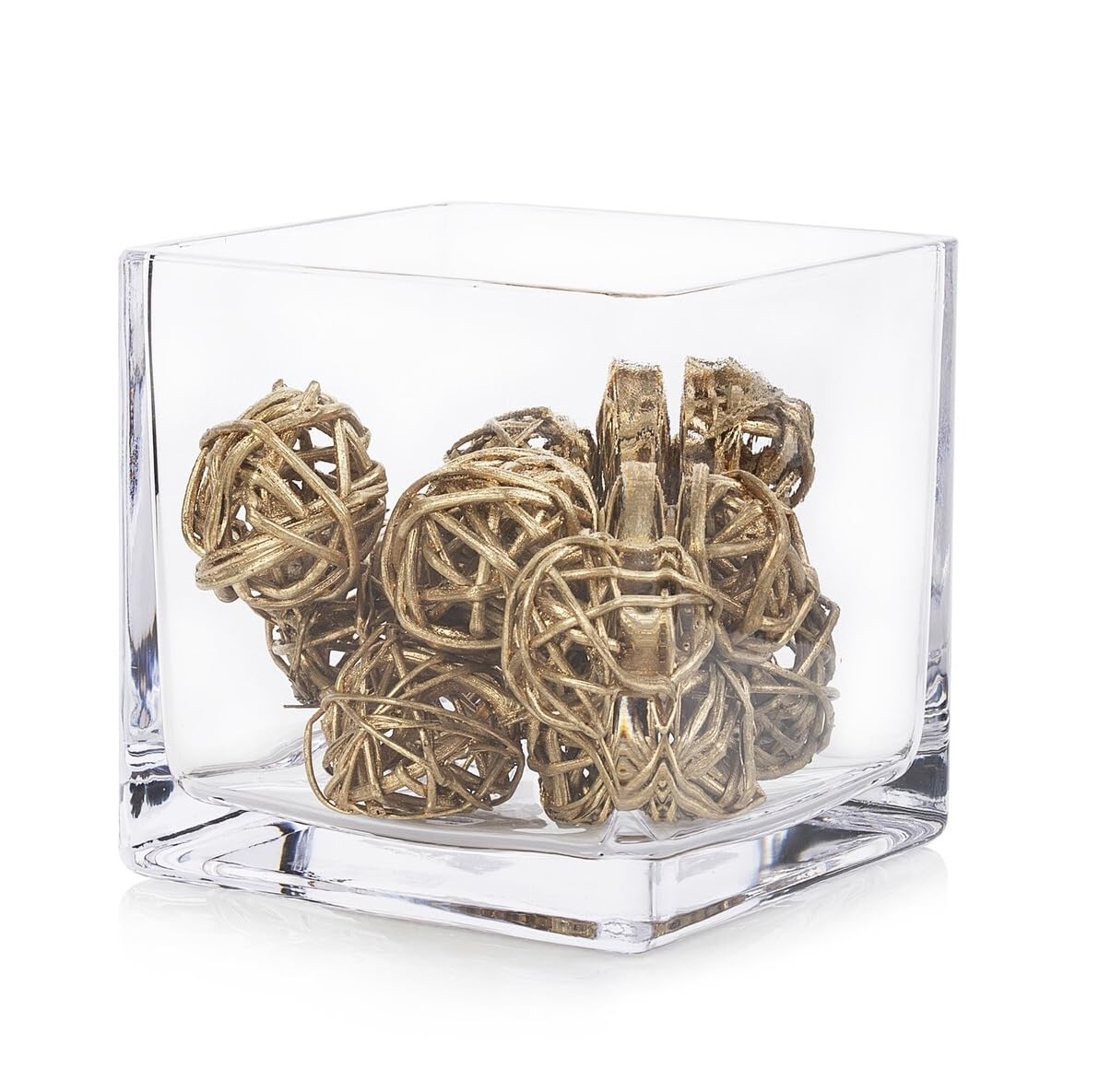 SPHINX Square Decorative Glass Vase for Flowers Live Plants Bamboo Money Plants Home Decor Office Living Room Table Decorations, Vases for Home Decor,Modern Glass Vase, Gift, VASE ONLY NO Flowers -