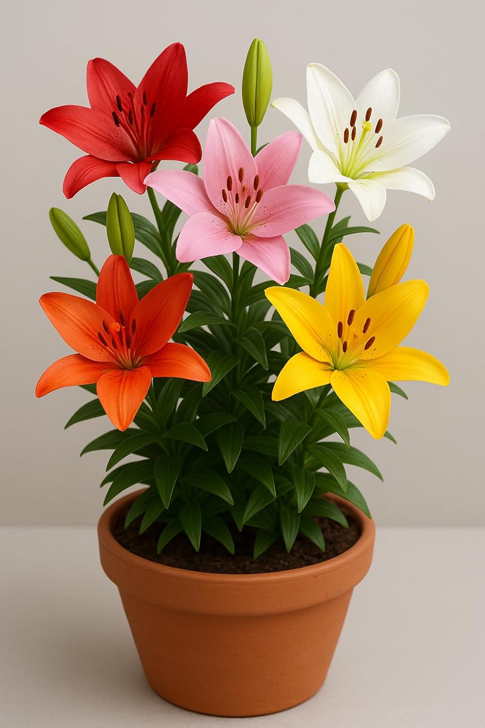 Plantogallery Flower Bulbs | Asiatic Lily Lilium Flower Bulbs (4, Multicolor)