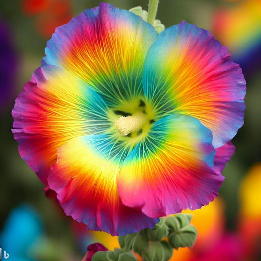 30 Seeds- Exotic Rainbow Hollyhock Flower Seeds For Home Garden Grow Year Round - RARE SEEDS - Seeds Ville
