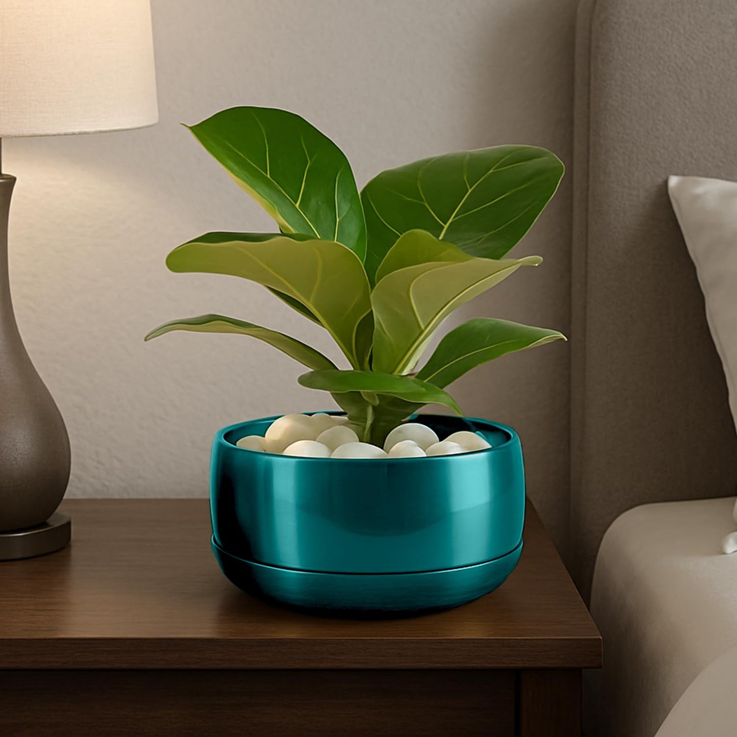 CINAGRO Metal Planter Pot for Indoor Plants, Round Decorative Flower Pot, Rust-Resistant, Modern Plant Holder for Home, Balcony, Office (13.97 x 7.62 cm, Pulse Nest - Gold)