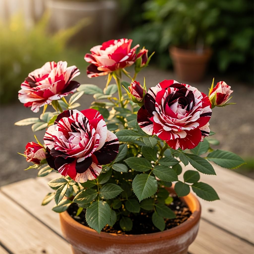 BlimBurn 50+ Hybrid Rose Seeds (Red, White & Black Hybridization Mix) | Easy to Grow in All-Season, Fragrant Flowers for Home Garden - Seeds Ville