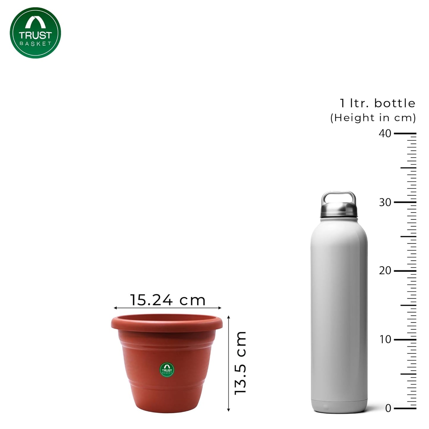 TrustBasket UV Treated Plastic Round Pot(6 Inches)-Set of 6 | Heavy Duty Highly Durable Plant Container Gamla for Indoor Home Decor & Outdoor Balcony Garden