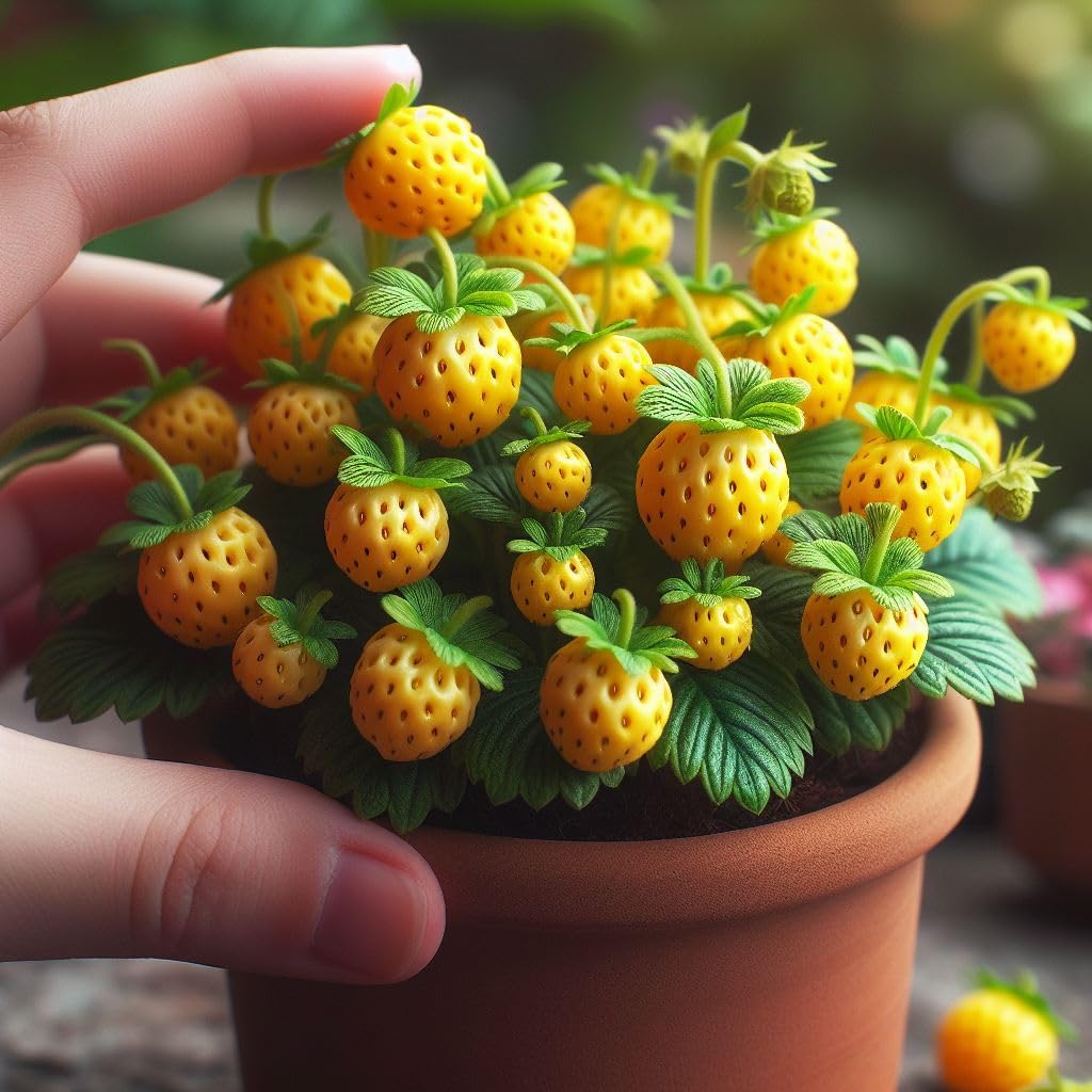 25+ Seeds- Dwarf Strawberry Fruit Seeds For Planting- Grow Indoor-Outdoor (3 Colour Combo)