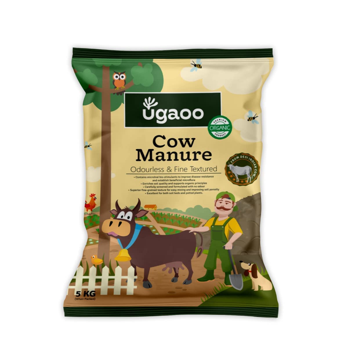Ugaoo Cow Dung Manure Fertilizers for Plants & Home Gardening - 20 kg