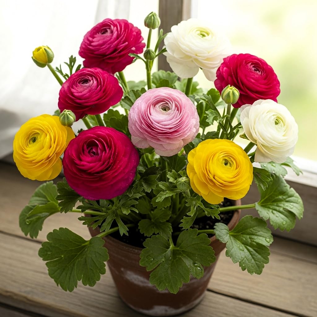 50 Seeds Ranunculus Flower Mix Colors Pack for Gardening, Low Maintenance, Air Purifying, Grow All Seasons - Seeds Ville