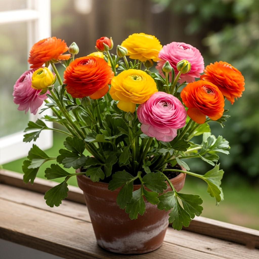 50 Seeds Ranunculus Flower Mix Colors Pack for Gardening, Low Maintenance, Air Purifying, Grow All Seasons - Seeds Ville