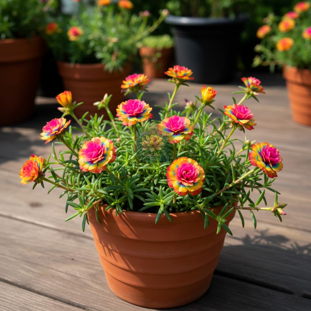 60+ Seeds- Rainbow Portulaca Exotic Flower Seeds Pack For Home Garden- Grow Year Round- All India