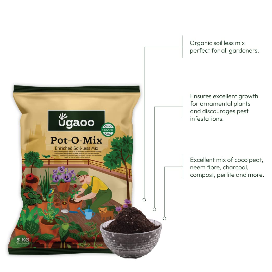 Ugaoo Pot-O-Mix Potting Soil with Fertilizer for Home Garden Plants - 5 kg