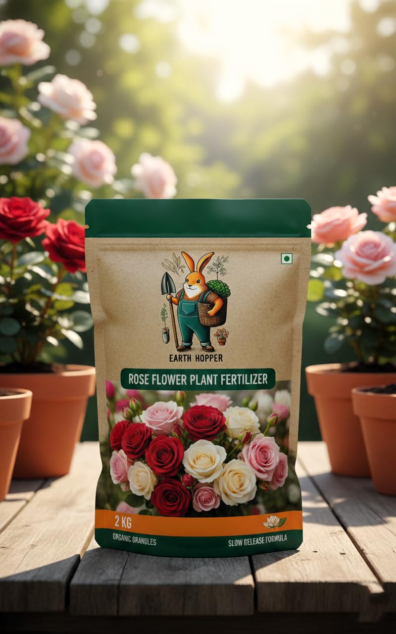 Earth Hopper Rose Plant Food Fertilizer | Complete Nutritional Formula for Roses | Boosts Bloom, Strengthens Roots, and Protects Against Disease (2 KG) - Seeds Ville
