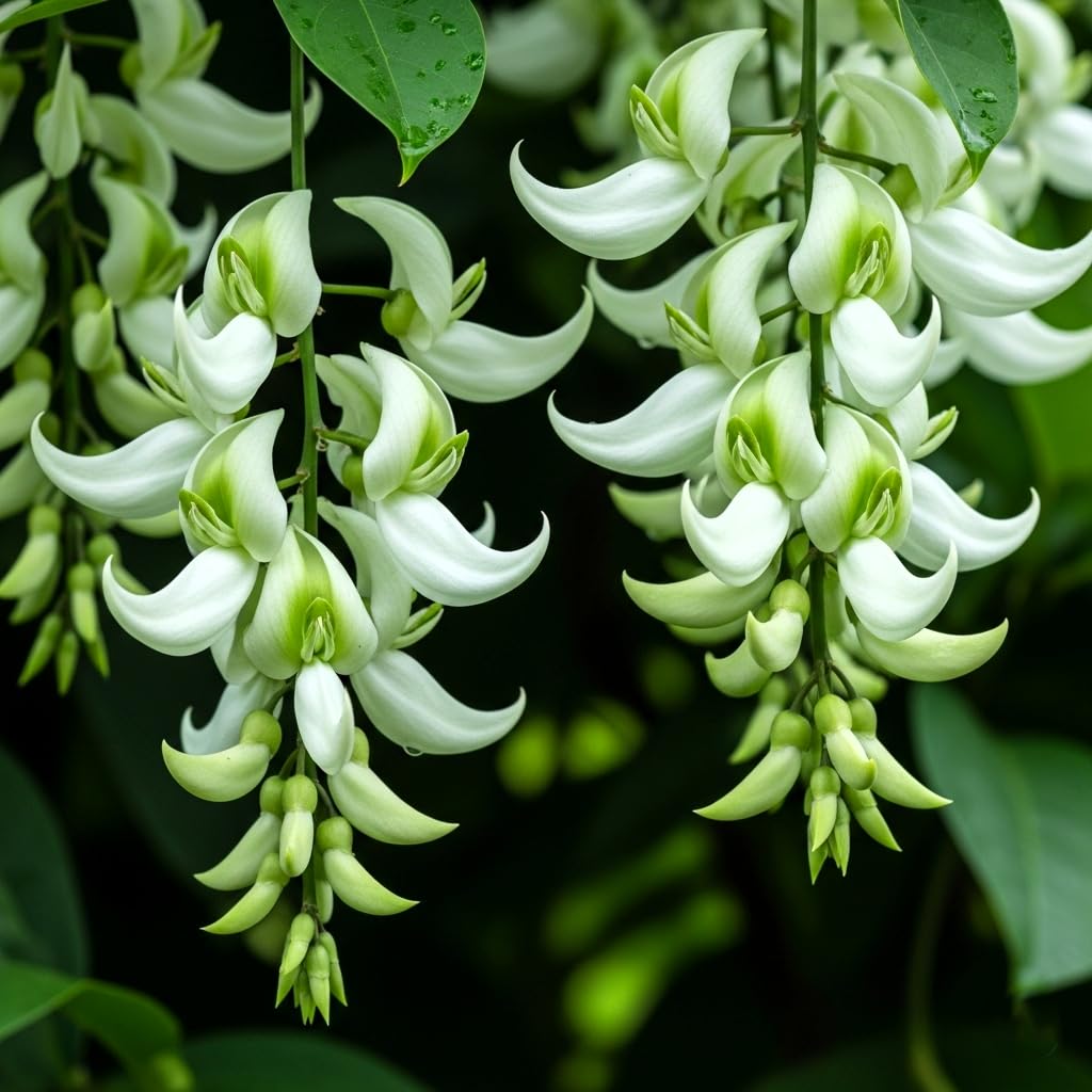 BlimBurn 50+ SEEDS- Climbing Jade Vine Flower Seeds For Home Garden, Balcony & Wall Covering | Low Maintenance & Fast Growing (ANGELIC WHITE) - Seeds Ville