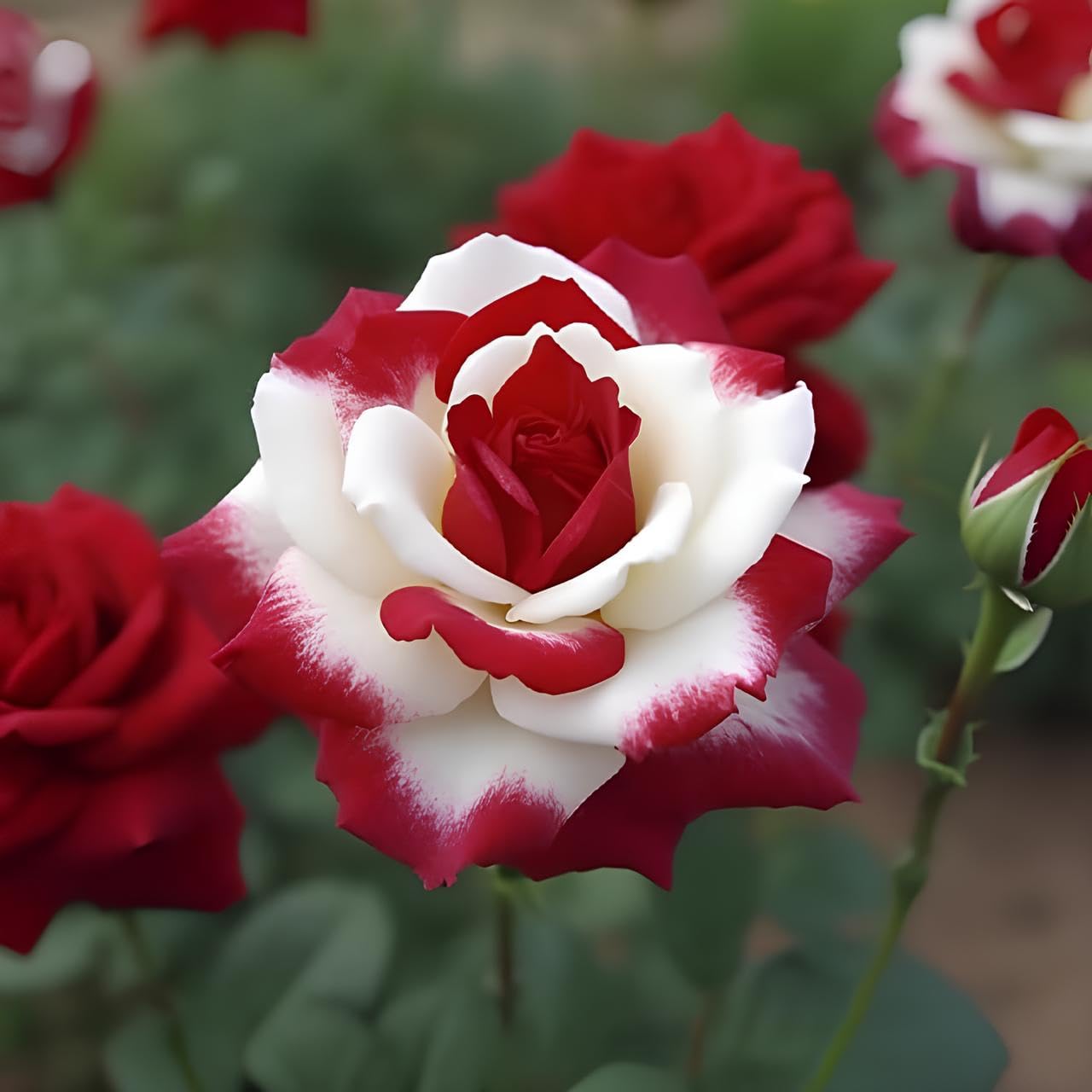 Seeds Ville Rare Twin Red White Rose Seeds - 50+ Seeds for Planting, Grow All Year Round. - Seeds Ville
