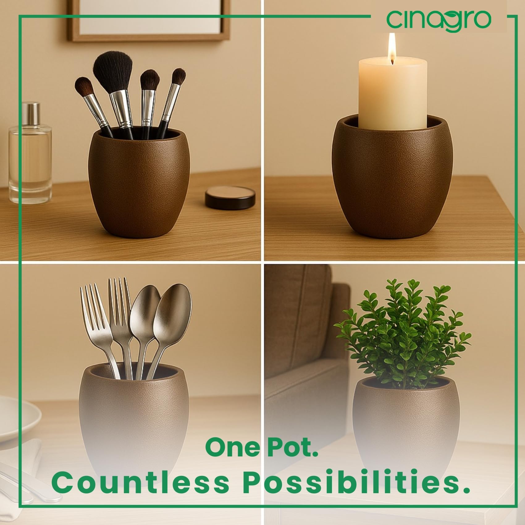 CINAGRO Metal Planter Pot for Indoor Plants, Round Decorative Flower Pot, Rust-Resistant, Modern Plant Holder for Home, Balcony, Office (13.97 x 7.62 cm, Pulse Nest - Gold)