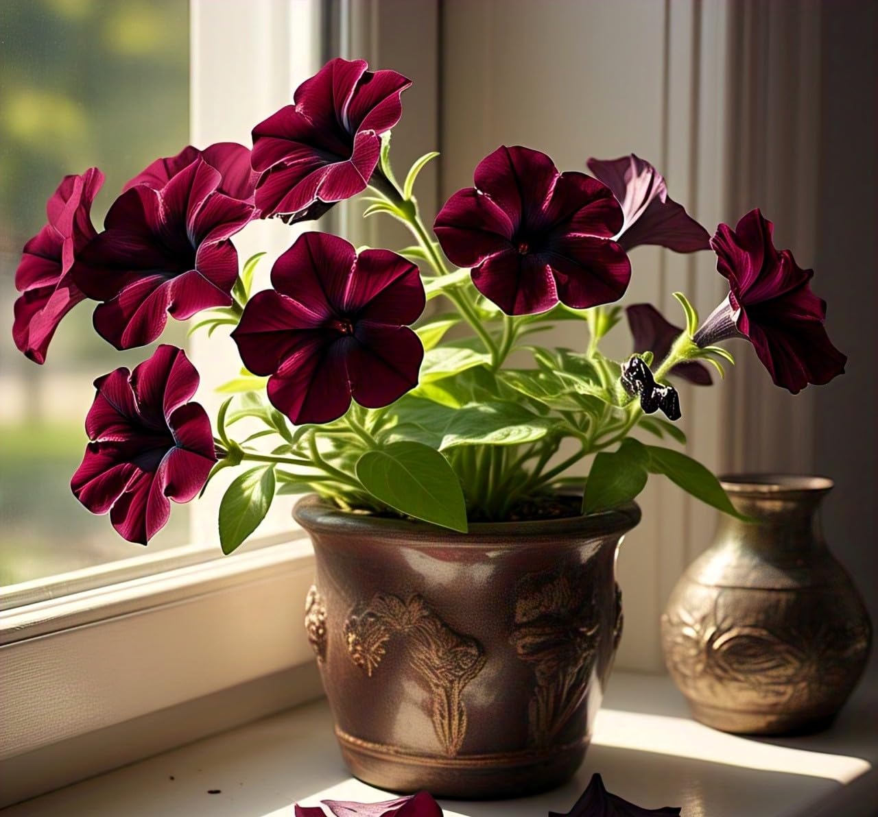50+ Burgundy Petunia Hybrid Seeds - Low Maintenance, Bloom Large Quantity of Flowers. - Seeds Ville