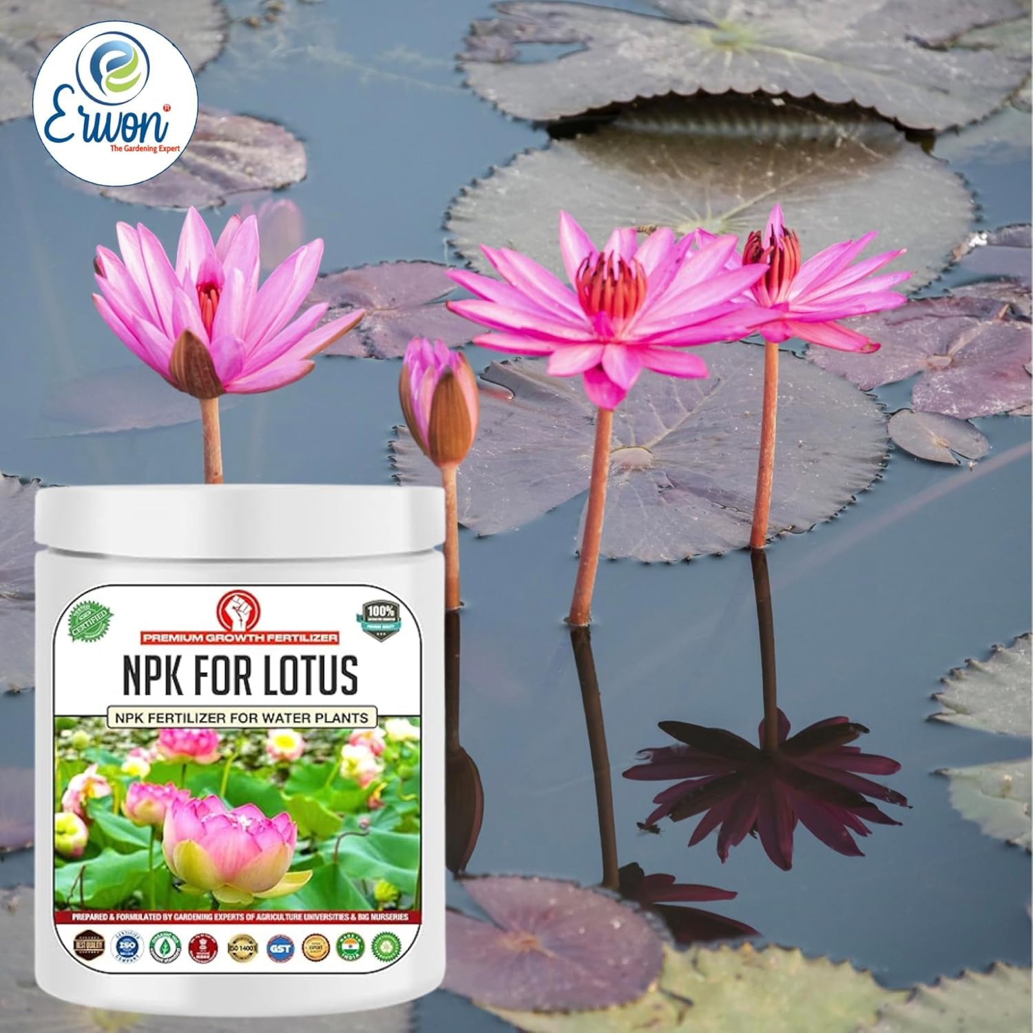 Erwon® NPK for Growth and Flowering of Water Lilies and Lotus plants in Water. (200 gm) - Seeds Ville