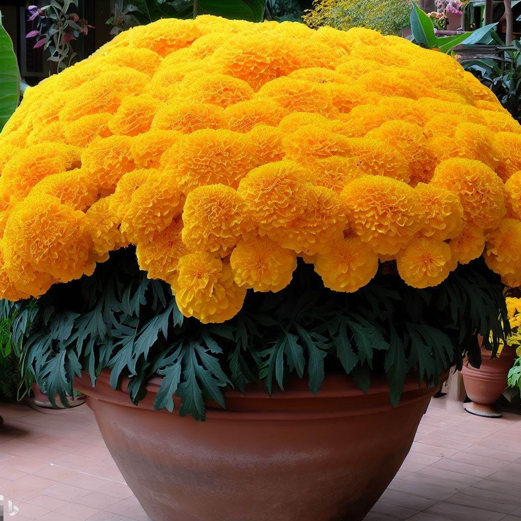 50 Seeds- High Yield Hybrid Marigold African Inca Flower Seeds For Planting- Easy To Grow & Care - Seeds Ville
