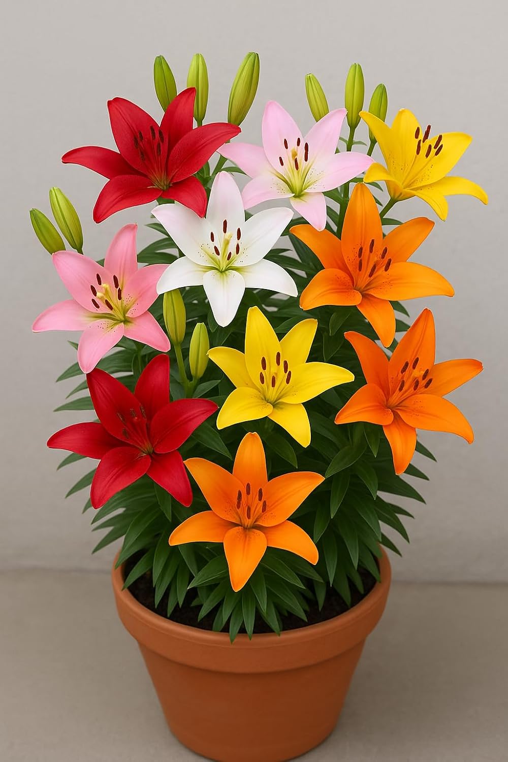 Plantogallery Flower Bulbs | Asiatic Lily Lilium Flower Bulbs (4, Multicolor)