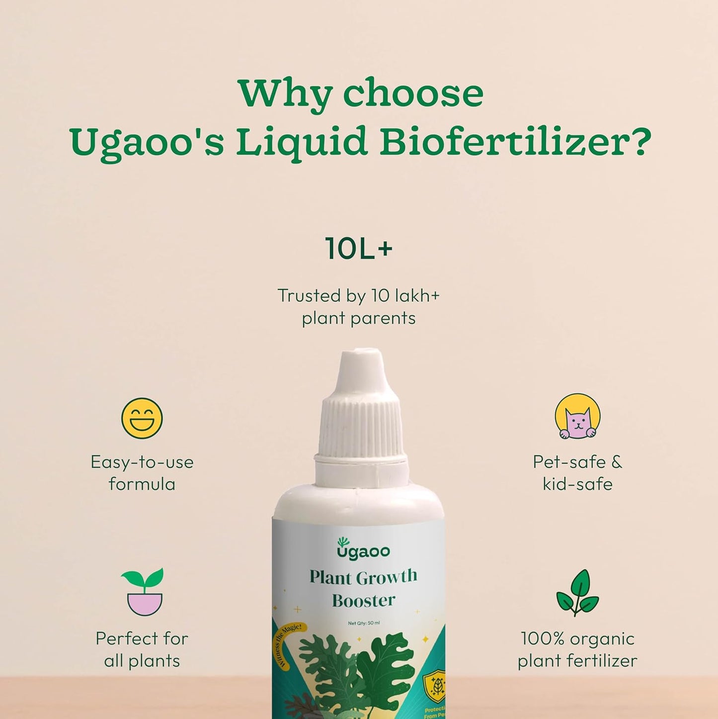 UGAOO Plant Booster for Speed Growth (3 x 50ml) - Plant Growth Booster Liquid | Liquid Fertilizer For Indoor Plants Home Garden (Pack Of 3)