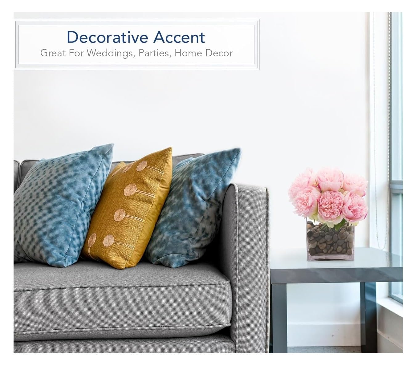 SPHINX Square Decorative Glass Vase for Flowers Live Plants Bamboo Money Plants Home Decor Office Living Room Table Decorations, Vases for Home Decor,Modern Glass Vase, Gift, VASE ONLY NO Flowers -