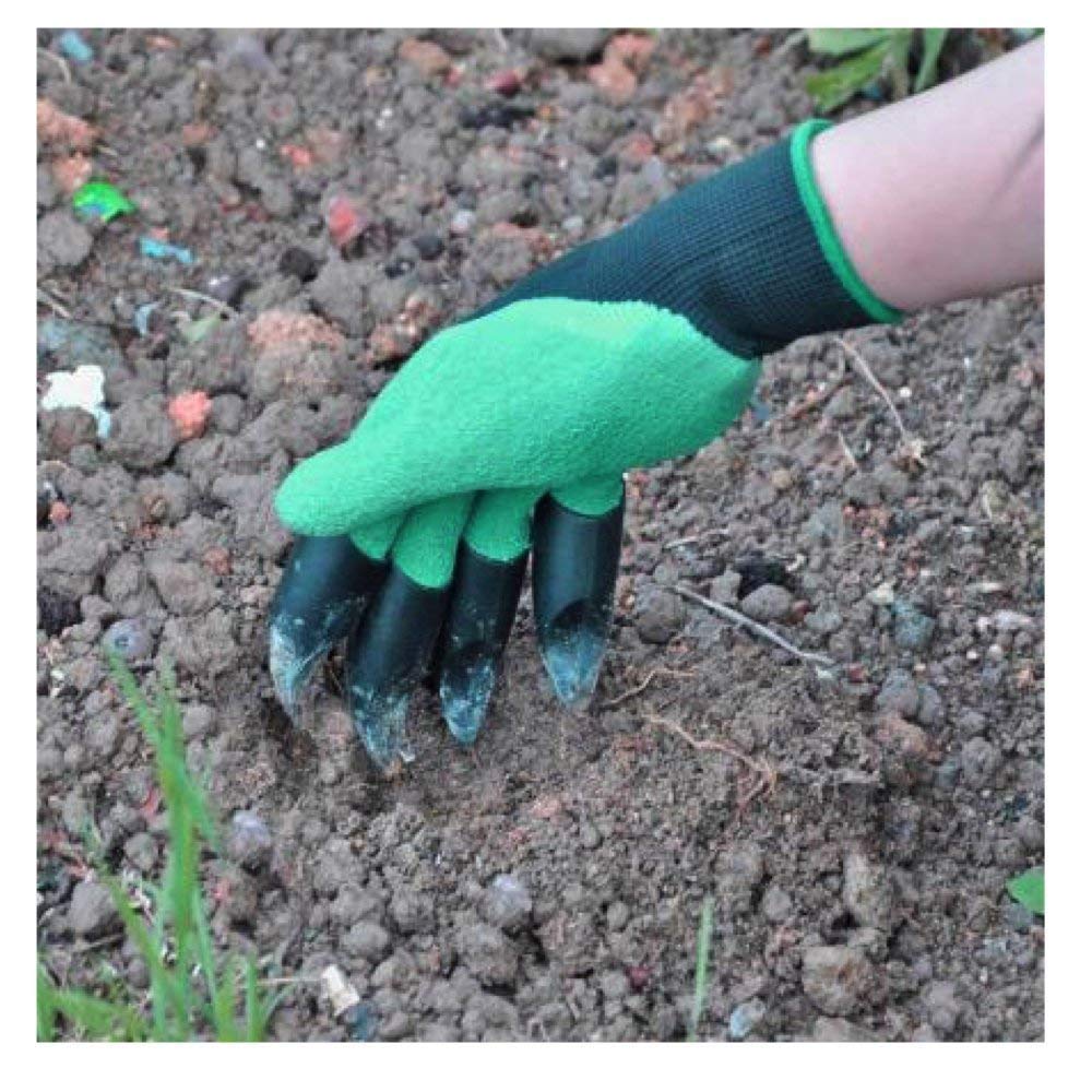 FreshDcart Gloves for Gardening Work – Heavy Duty Washable Gardening Gloves for Home Garden Use with ABS Claws on Right Hand Fingertips for Digging (Free Size, Green, Pack of 1) - Seeds Ville