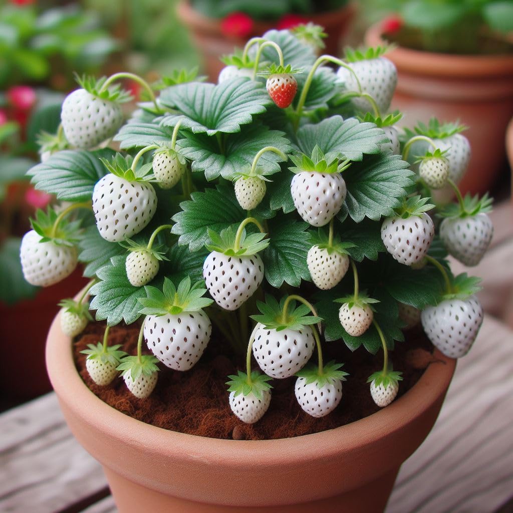25+ Seeds- Dwarf Strawberry Fruit Seeds For Planting- Grow Indoor-Outdoor (Yellow)