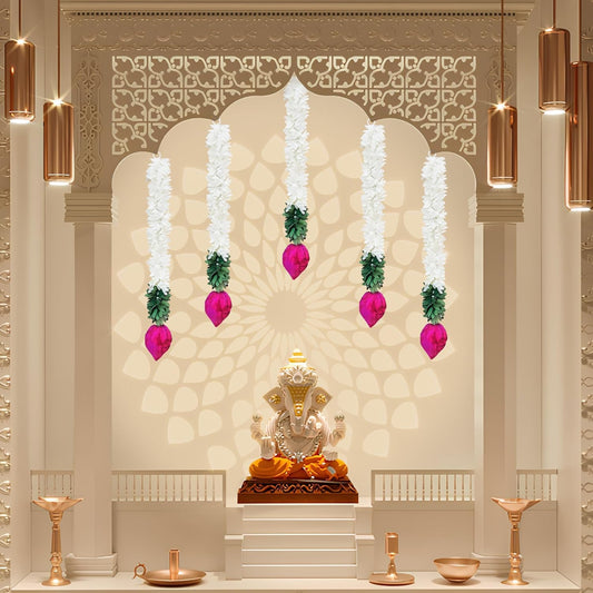 Ganpati Decoration Items for Home, Lotus Wall Hanging for Ganesh Chaturthi, Wall Decor Lotus Hanging for Home Decor, Ganesh Chaturthi Decoration Items, Hanging for Home Decor -10 pcs by Urban Turtle - Seeds Ville