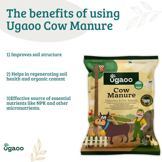 Ugaoo Cow Dung Manure Fertilizers for Plants & Home Gardening - 20 kg