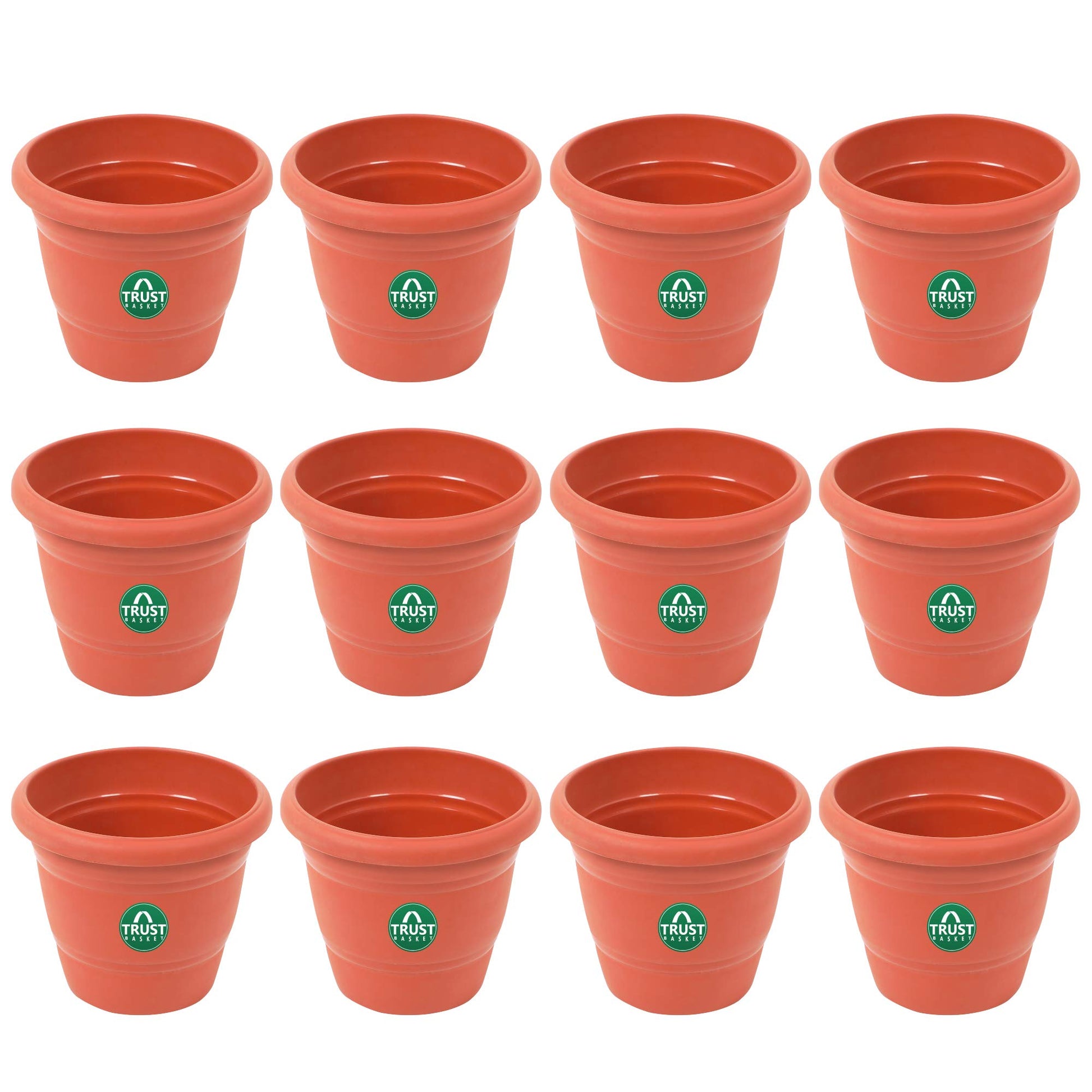 TrustBasket UV Treated Plastic Round Pot(6 Inches)-Set of 6 | Heavy Duty Highly Durable Plant Container Gamla for Indoor Home Decor & Outdoor Balcony Garden