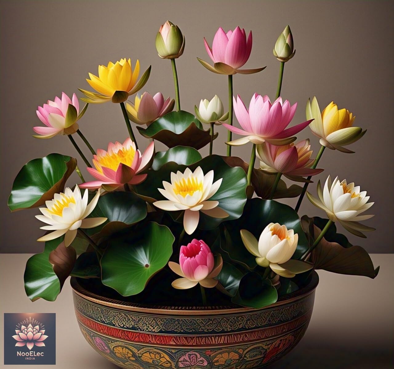 NooElec Seeds India 60 SEEDS- Rainbow Bowl Lotus Seeds, Mixed Colors, Indoor/Outdoor, Low Maintenance, Year-Round Bloom. - Seeds Ville