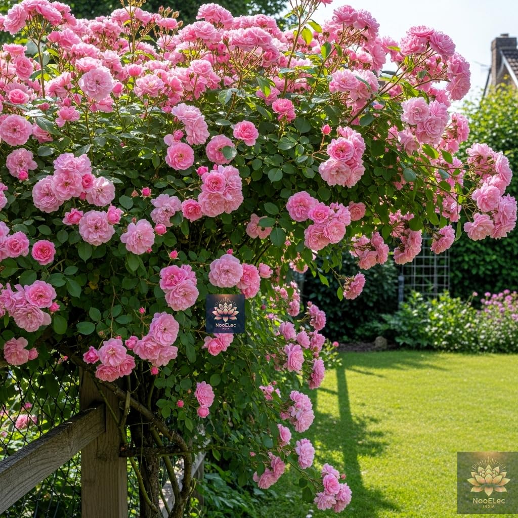 Pink Rose Climbing Flower Seeds - 100 Seeds Pack, Easy to Grow in All Indian Climates, All Year Bloom - Seeds Ville