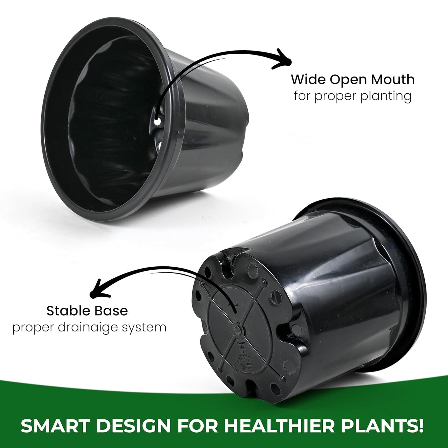 Nursery Seedlings Pots - 8In Dia, 12Pcs Set, Black - Garden Plant Pots for Indoors & Outdoors | Planting Containers for Home Plants