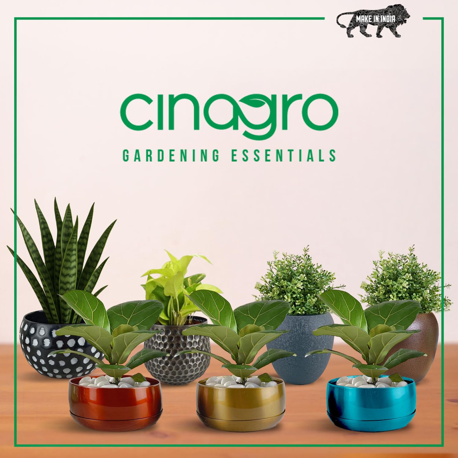 indoor plant pots india CINAGRO Metal Planter Pot for Indoor Plants, Round Decorative Flower P – Seeds Ville