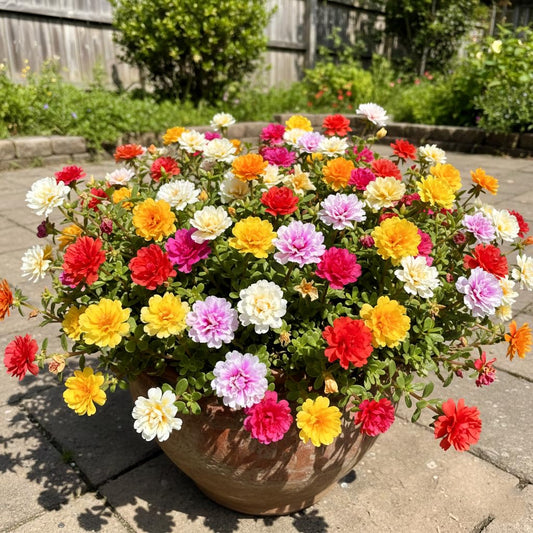 5 STEM CUTTINGS- Multi Color Portulaca Hybrid Live Cuttings - Fast Growing Moss Rose Plant Stems - Low Maintenance, All-Season Flowering for Pots, Hanging Baskets & Home Garden