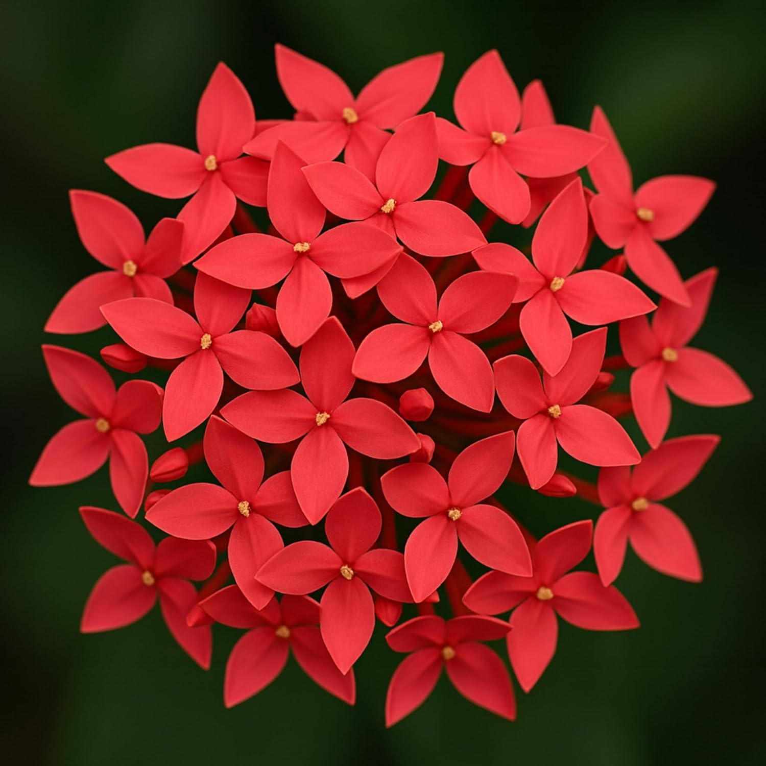 Indian Gardens - Ixora Mini Coccinea Red | Jungle geranium | Flame of the woods | Jungle flame | pendkuli live plant Outdoor Plant with 4 Inch Pot