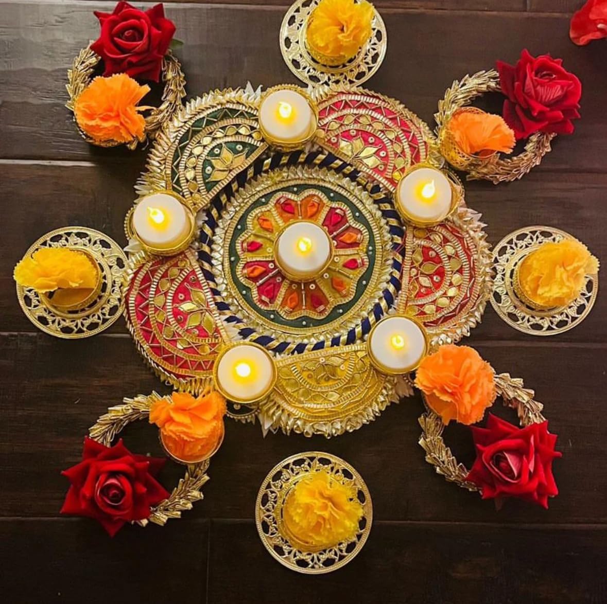 Urban Turtle Rangoli Mats Tealight Candle Holder Rangoli for Home Decoration, Set of 9 Pieces, Decorative Diya, Diwali Gift, Candles, Tea Light Diya - Seeds Ville