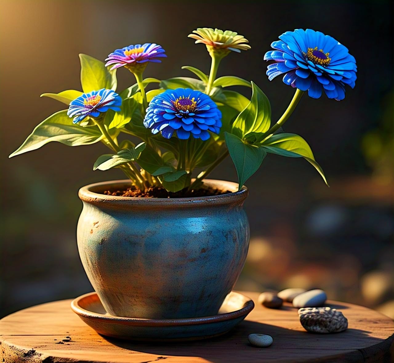 Earth Hopper 50+ SEEDS- Compact Zinnia Flower Hybrid Seeds- All Year Growing & Low Maintenance Plant Seeds (Dark Blue) - Seeds Ville