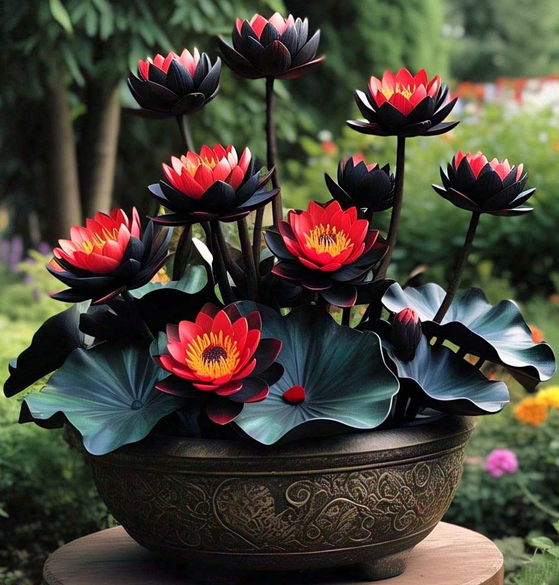 Rare Red Black Lotus Seed Mini Water lily Flower Seeds 15 Seeds - Seeds Ville