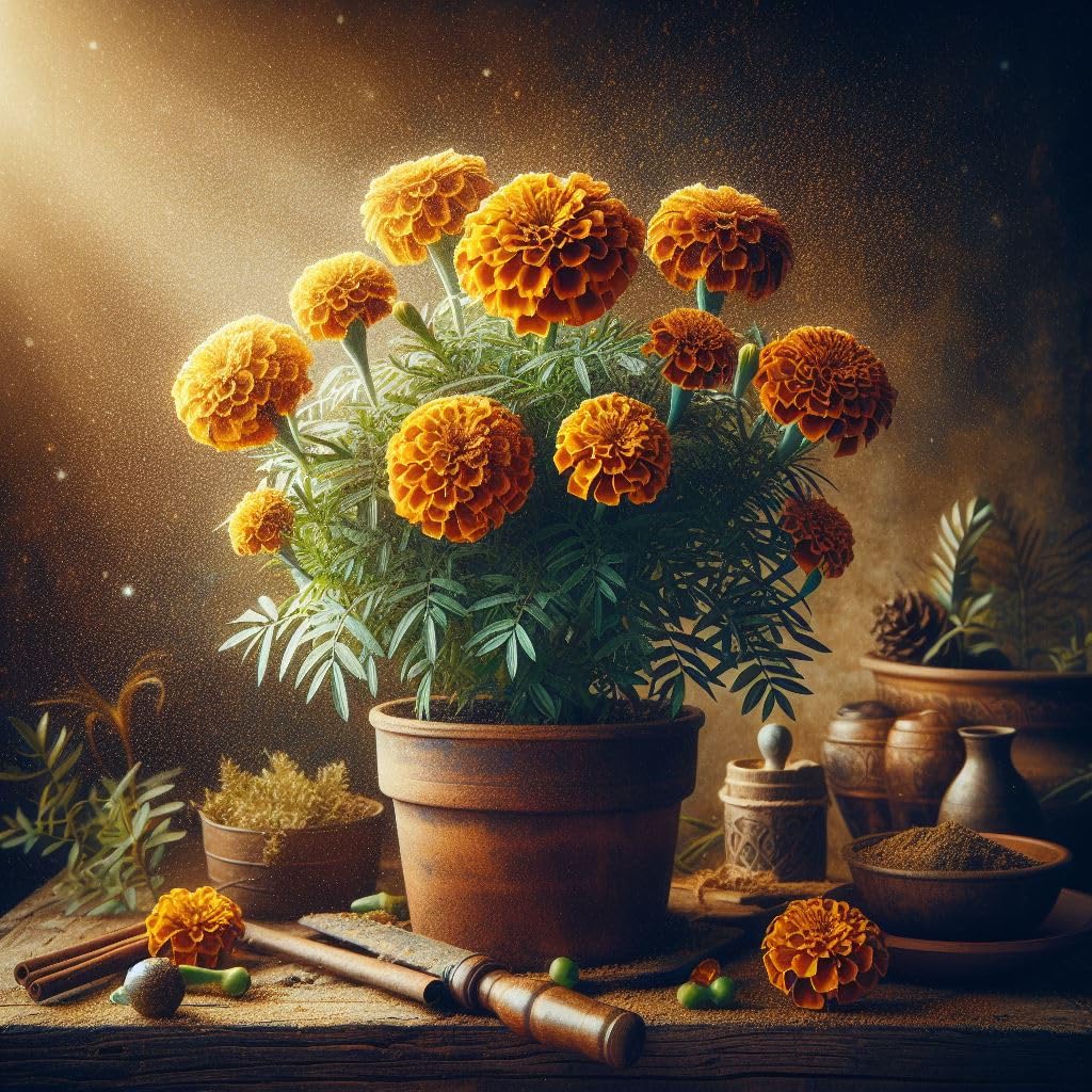 100+ Seeds- Hybrid Dwarf Marigold African Inca Flower Seeds For Home Garden- Heavy Bloomer Plant - Seeds Ville