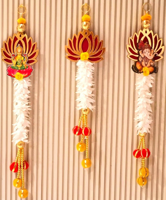 Urban Guruz Lotus with Ganesh Ji Laxmi Ji Wall Hanging for Home Decoration and Puja Decor, Diwali Decoration & All Festival Decor - Seeds Ville