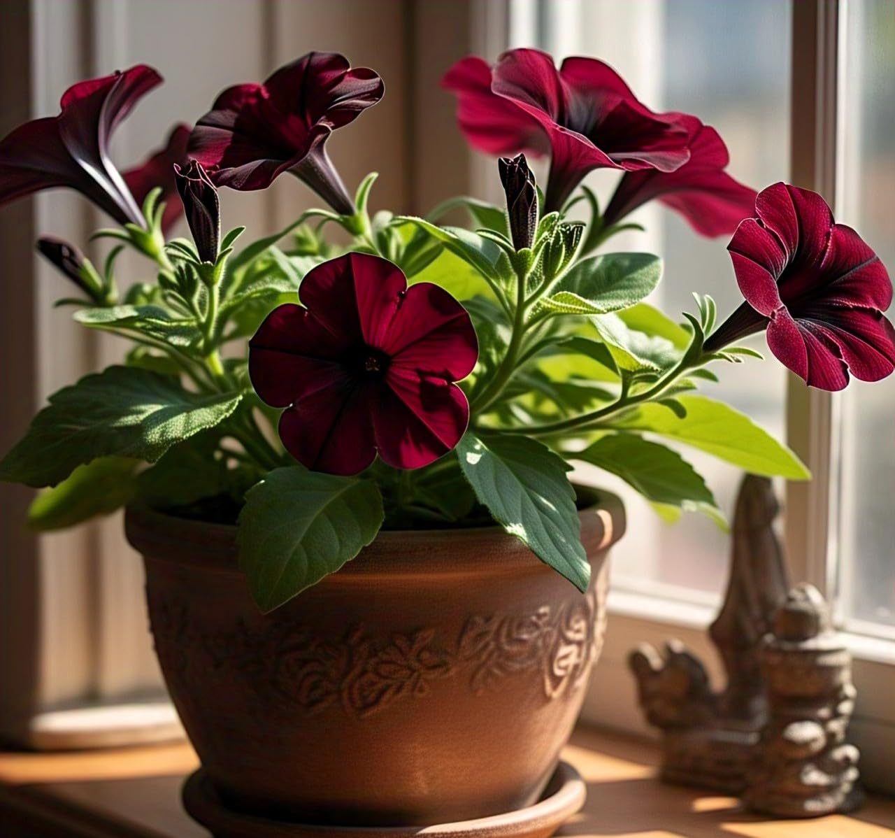 50+ Burgundy Petunia Hybrid Seeds - Low Maintenance, Bloom Large Quantity of Flowers. - Seeds Ville