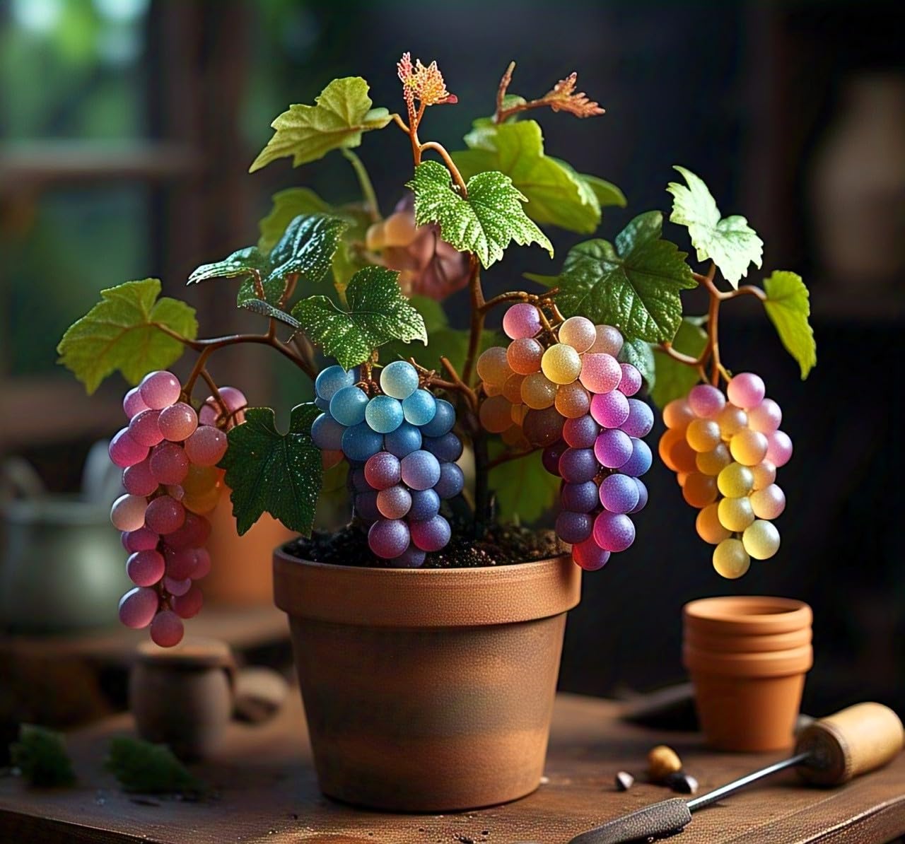 35 Seeds- Dwarf Miniature Rainbow Grapes Fruit Seeds For Planting Home Garden