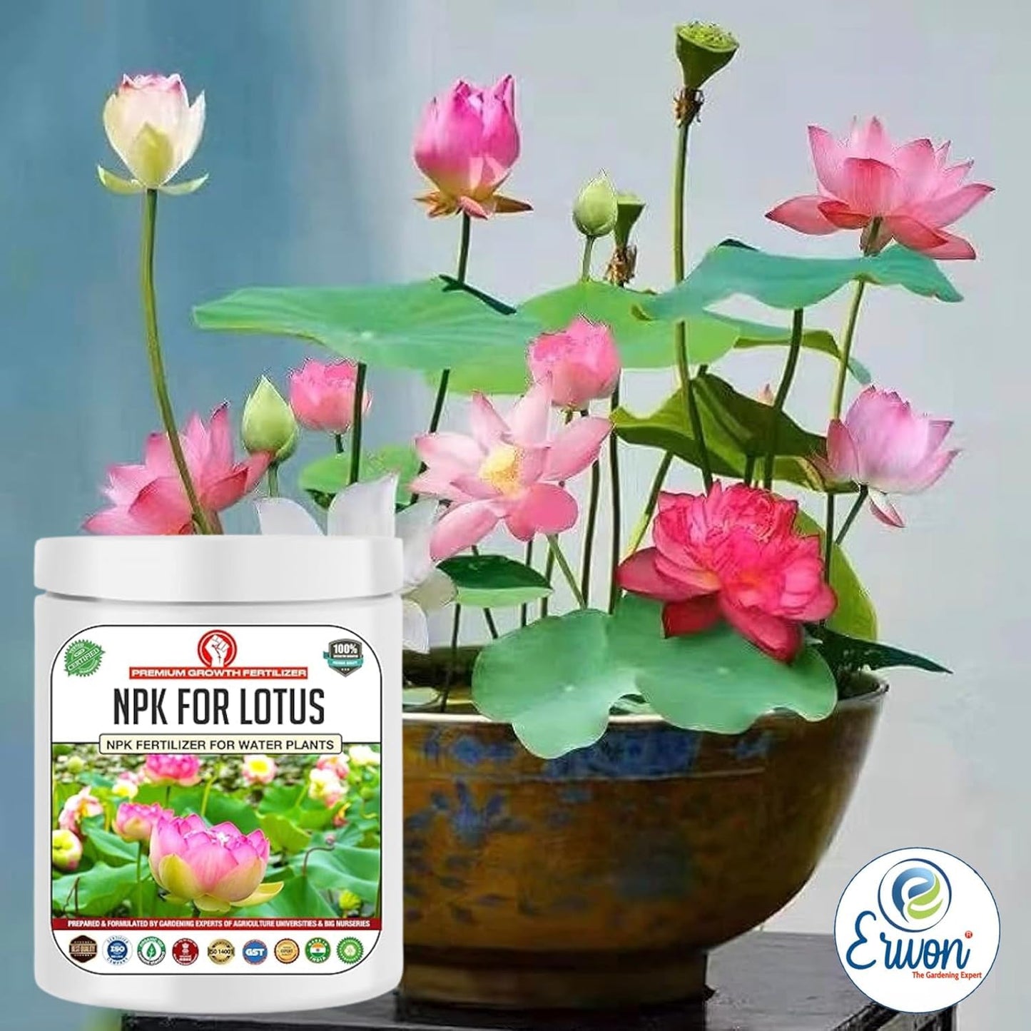 Erwon® NPK for Growth and Flowering of Water Lilies and Lotus plants in Water. (200 gm) - Seeds Ville