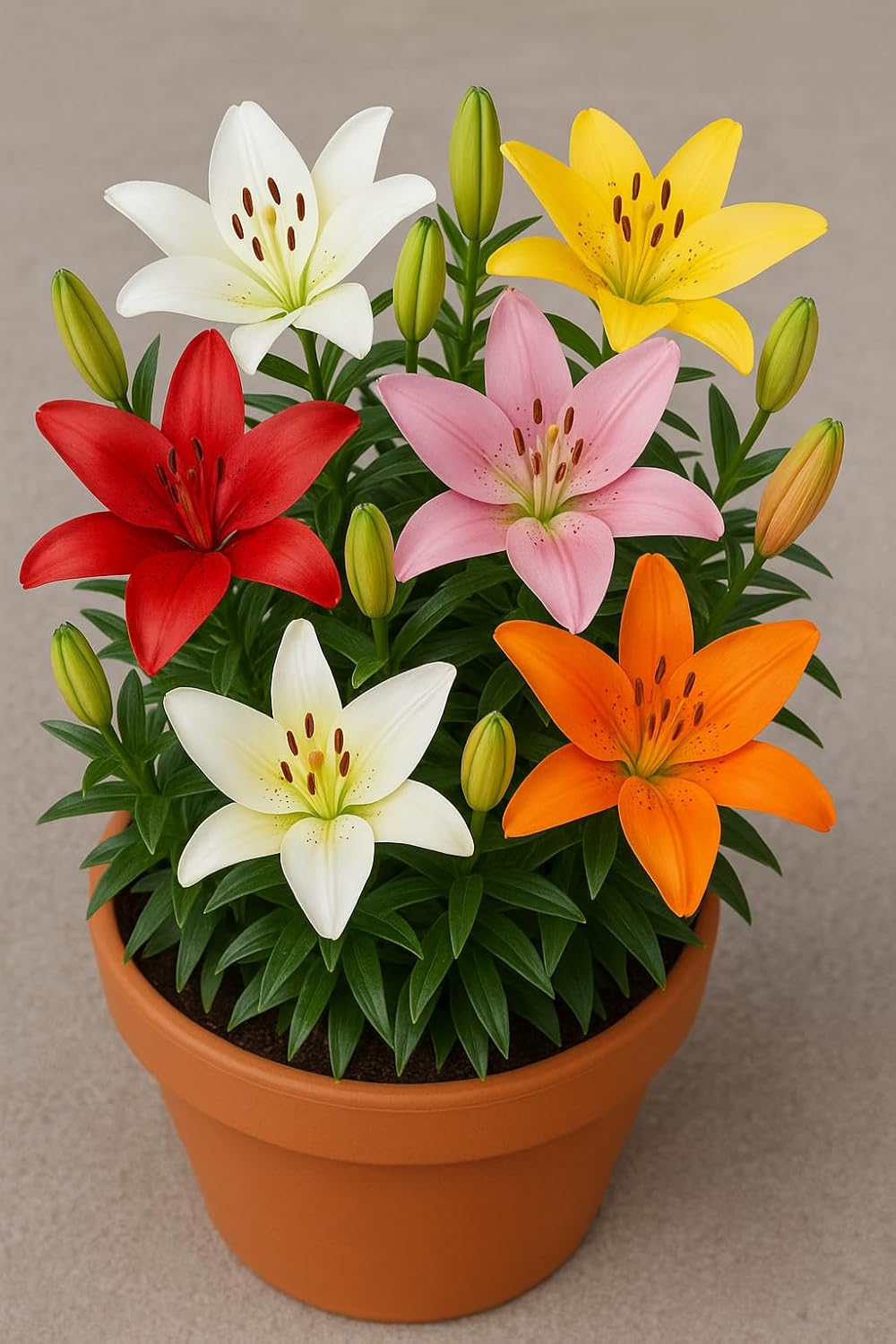 Plantogallery Flower Bulbs | Asiatic Lily Lilium Flower Bulbs (4, Multicolor)