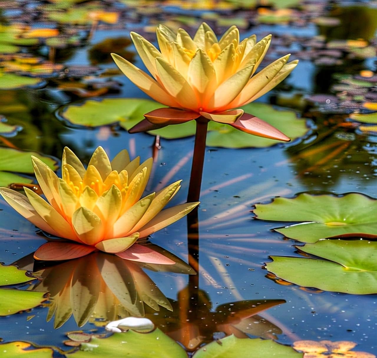 BlimBurn Golden Lotus Flower Seeds Pack - 20 Pcs - Low Maintenance, Easy to Grow, All Year Bloom - Seeds Ville