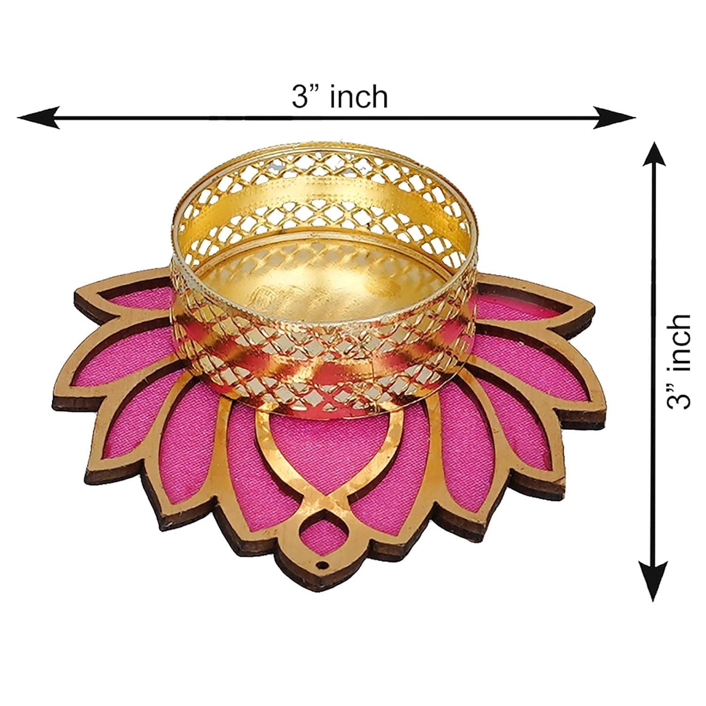Pink Color Lotus Shape Tealight Candle Holder - Diwali, Navratri Home Decoration- Set of 4 - Seeds Ville
