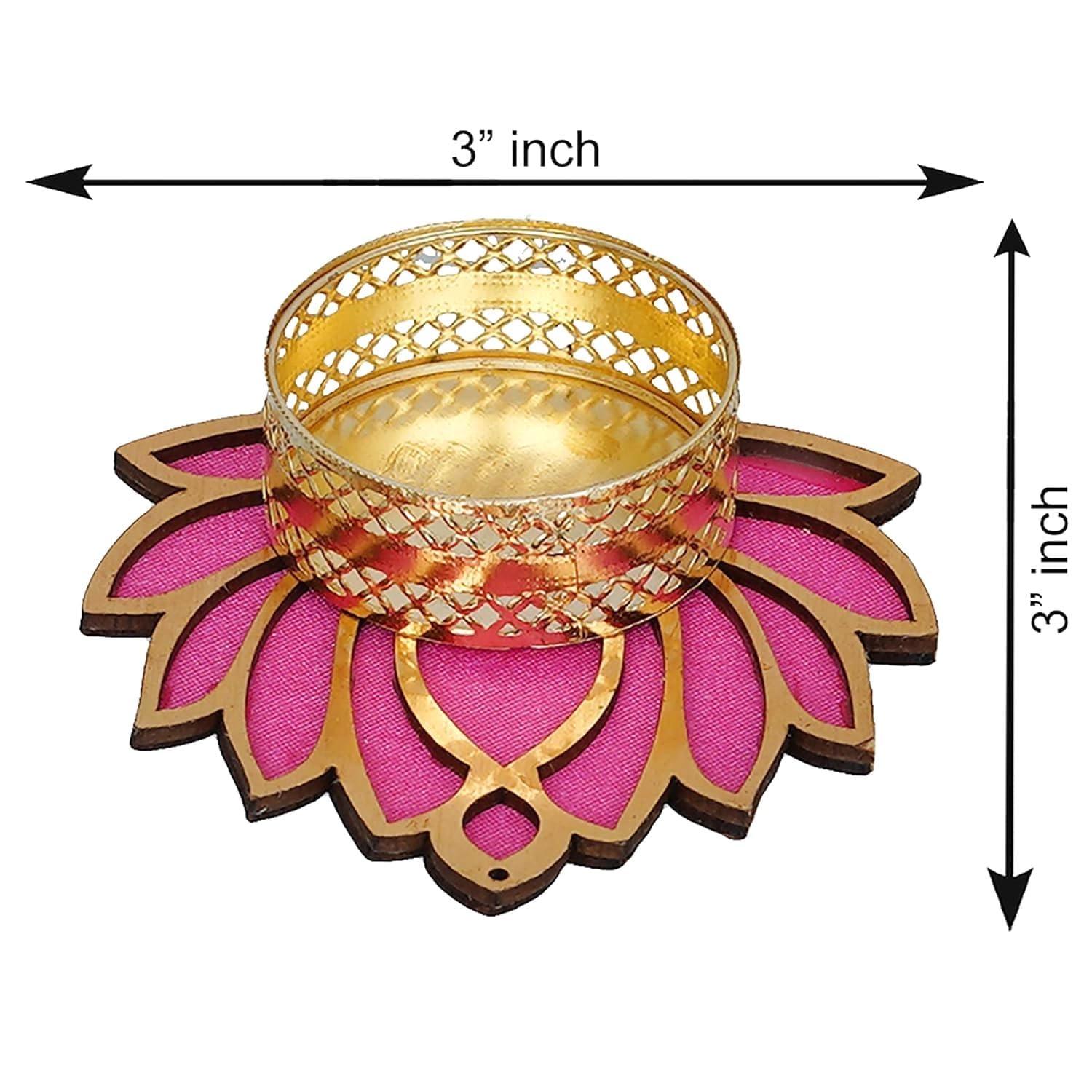 Pink Color Lotus Shape Tealight Candle Holder - Diwali, Navratri Home Decoration- Set of 4 - Seeds Ville