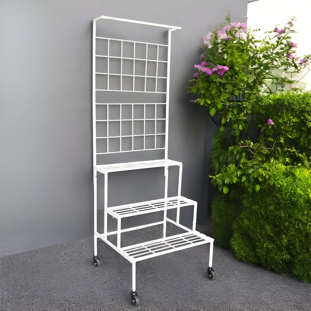 Plant Stands for Outdoor Balcony, Flower Pot Stand for Indoor Plants, Large Metal Planter Stand for Living Room, home decor, Indoor & Outdoor plants, 4 Tier, (White) - Seeds Ville